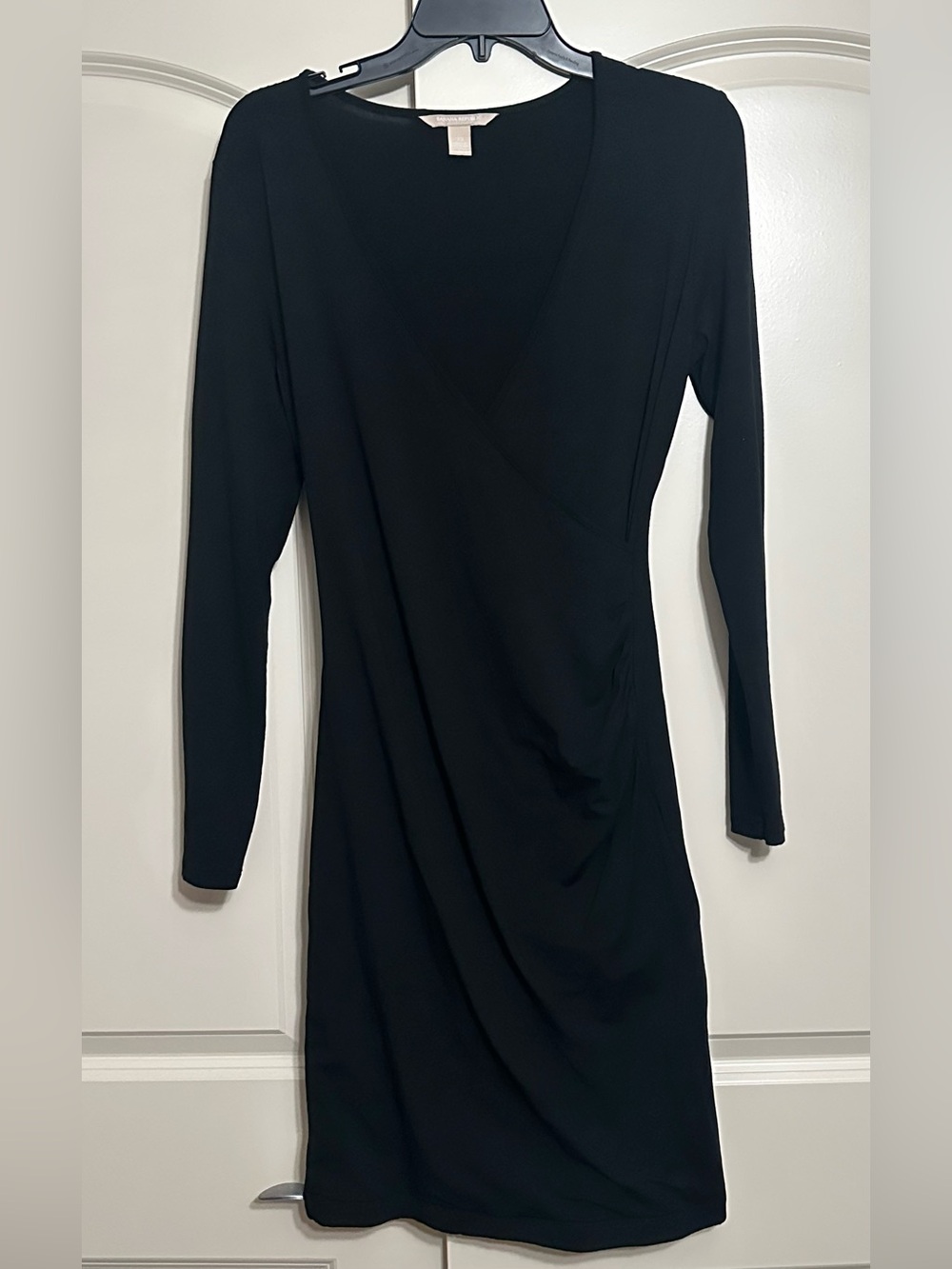 Banana Republic Black Long-Sleeve Wrap Dress